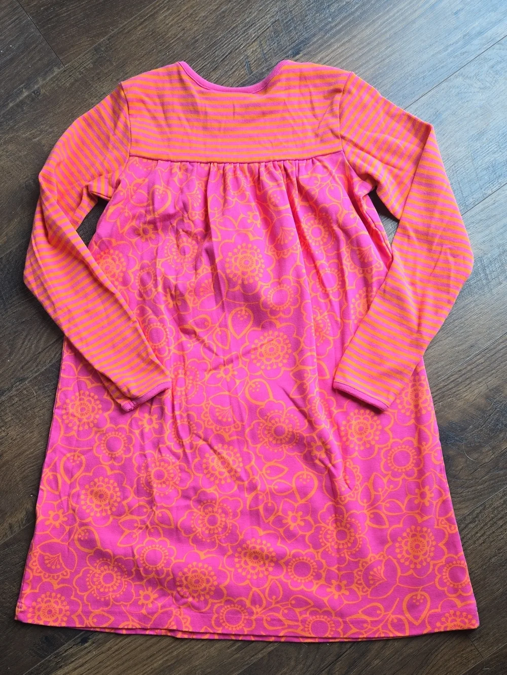 Hanna Andersson Pink And Orange Floral And Striped Play Dress